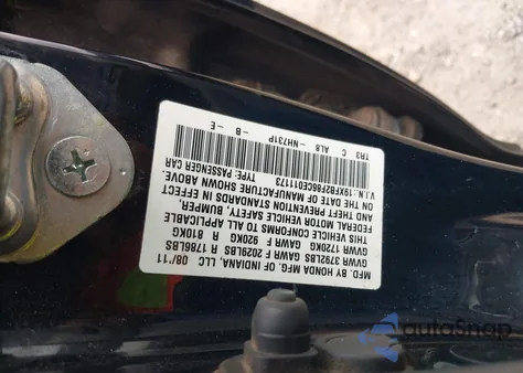 2012 Honda Civic Ex из США, поврежденный, VIN 19XFB2F86CE011173